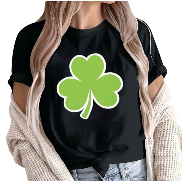 Camiseta de Manga Corta de Cuello Redondo Impresa de Primavera Superior de las Mujeres, Mezcla Ligera de Poliéster para Uso Diario Y de Fiesta Casual