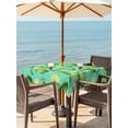 thumbnail image 3 of Outdoor Tablecloth with Umbrella Hole for Patio/Picnic/Party/Camping, Green Lemons Waterproof Table Cloth Square Cover Washable, Summer Tropical Leaves Teal Green (54"x 54"), 3 of 8