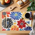 thumbnail image 2 of Vitality Flowers Placemats Set of 12, Vintage Red Yellow Blue Floral Natural Non-Slip Place Mats Washable Table Mats for Kitchen Dining Table Decorations Indoor/Outdoor, 2 of 9