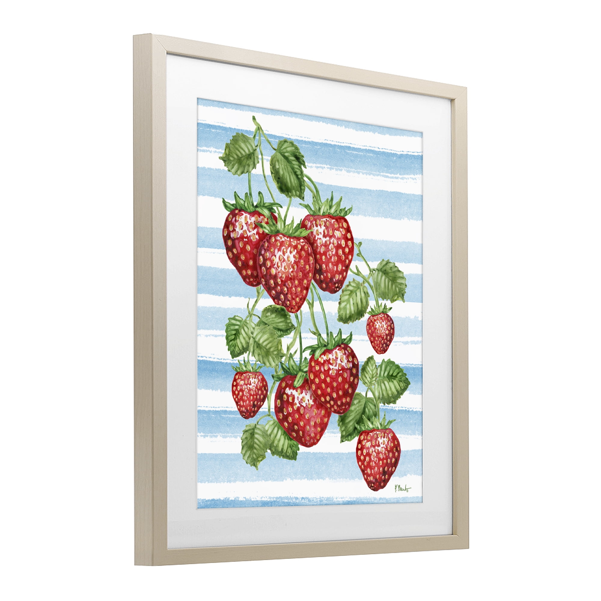 Stupell Industries Juicy Strawberry Vine Birch Framed Print Under Glass, design by Paul Brent