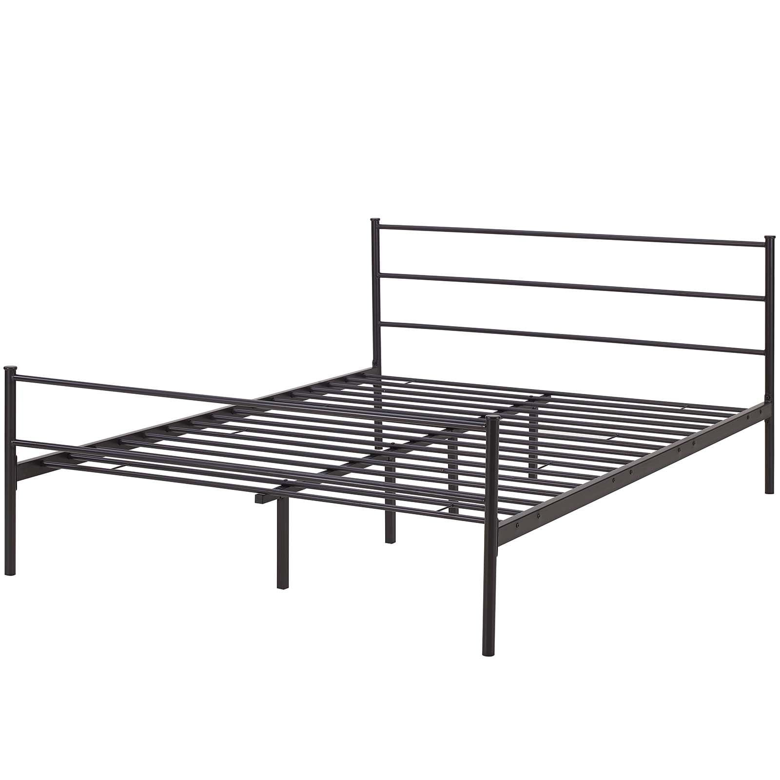 Cottage Charm Brown Queen Metal Platform Bed with Headboard