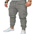 thumbnail image 4 of Men‘s Cargo Pants Slim Fit Sweatpants Jogger Drawstring Elastic Outdoor Trousers with Pockets, 4 of 6