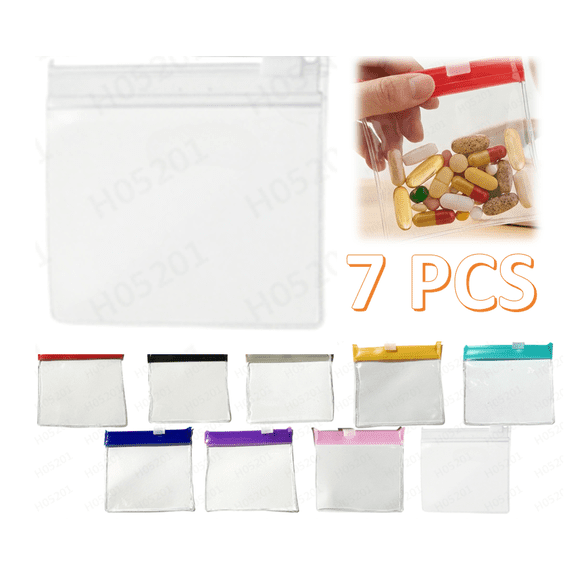 Self-Sealing Zipper Medicine Bags, 2026 New Reusable Pill Pouch Bags Travel Plastic Bags with Slide Lock for Storage, Water-Resistant Pill Pouch Set for Medicine Vitamins Small Items Daily Use