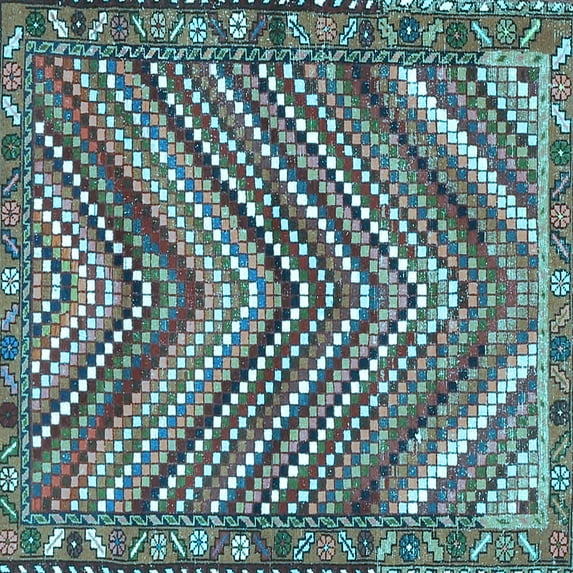 Ahgly Company Indoor Square Persian Light Blue Traditional Area Rugs, 4' Square