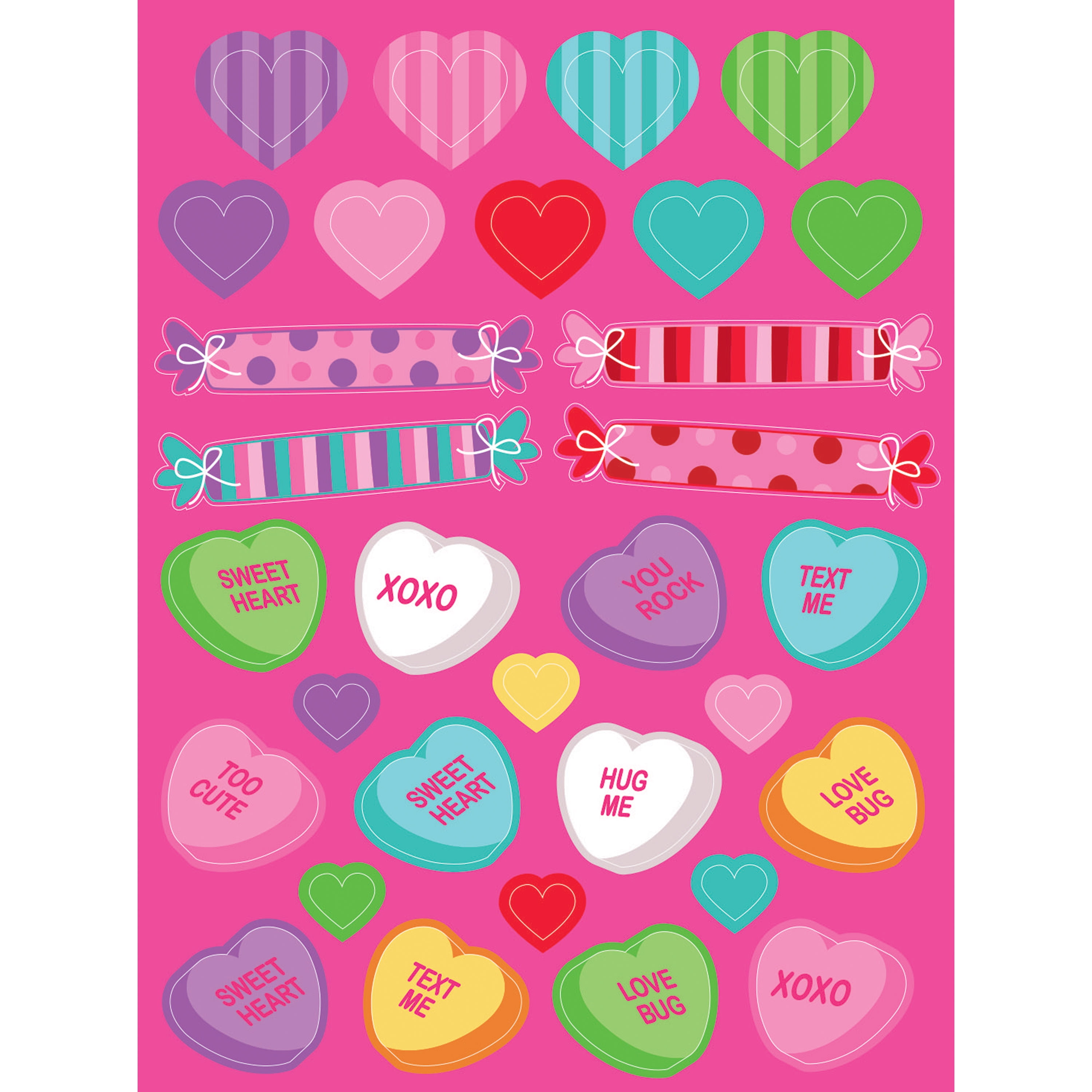 Valentine Hearts and Candies Stickers