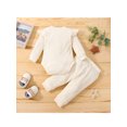 thumbnail image 3 of Qiylii Baby Girl Plain Clothes Set,Front Button Bodysuit+Full Length Pants,0-24M, 3 of 9