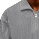 thumbnail image 3 of Blusa y camisa de manga corta con cuello vuelto para hombre, color liso, informal, con solapa, cierre de cremallera en un cuarto y bolsillo en el pecho, camisa de manga corta con solapa, tops para hom, 3 of 4