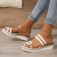 thumbnail image 3 of Dress Wedge Sandals for Women Open Toe Cut out Slides Slip on Leather Comfortable Heels Summer Beach Walking Shoes White Size 8, 3 of 6