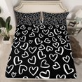 thumbnail image 2 of Manfei Kawaii Love Heart 4pcs Bed Sheets for Female Women Girls,Black White King Sheets,Romantic Couple Lover Super Cozy Sheet Set,Microfiber Bedroom Decor, 2 of 7
