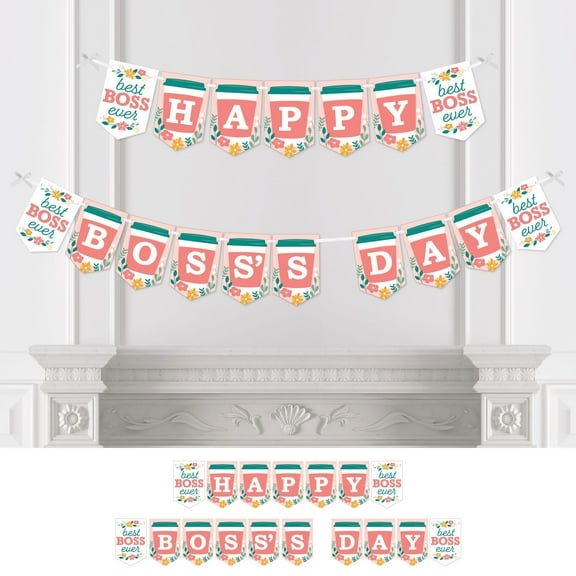 Big Dot of Happiness Female Best Boss Ever - Women Boss's Day Bunting Banner - Party Decorations - Happy Boss's Day