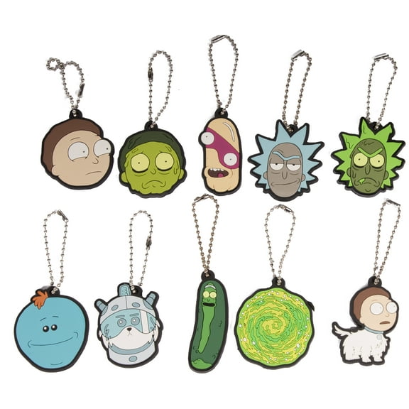 Party Favors- Set of 10 Officially Licensed Rick And Morty Key Chains/ Charms