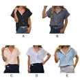 thumbnail image 3 of Camisa Sonducket para mujer blusa con bolsillo trabajo Playa vacaciones Fiesta Elegante verano Blanco L AP010575-18, 3 of 6