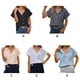 thumbnail image 3 of Camisa Sonducket para mujer blusa con bolsillo trabajo Playa vacaciones Fiesta Elegante verano Blanco L AP010575-18, 3 of 6