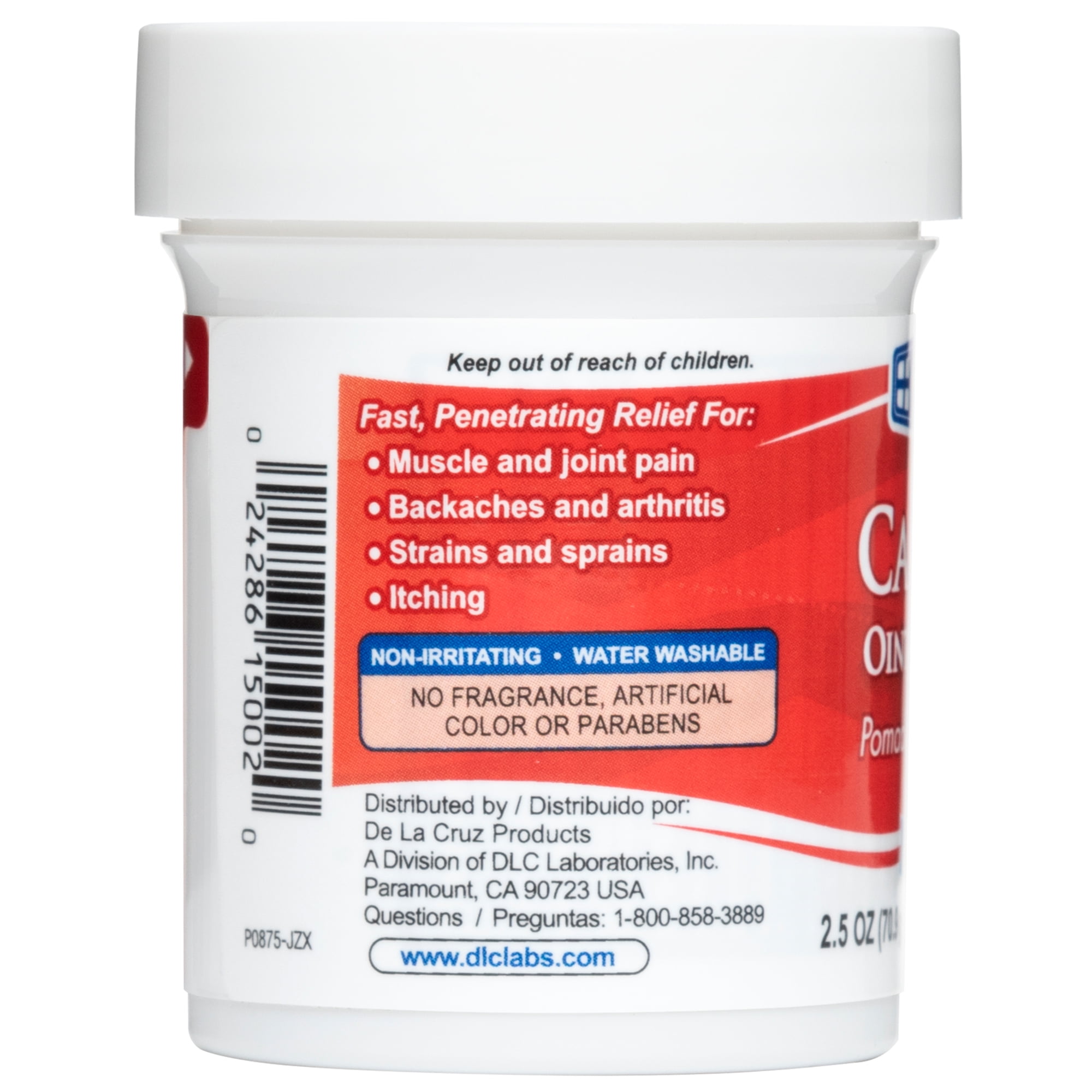 De La Cruz Camphor Liniment, Topical Pain Relief, 11% Pure USP, 2.5 oz