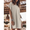 thumbnail image 2 of Women’s Summer Short Sleeve T-Shirt Dress Casual Loose Slit Beach Mini Dress Tunic Top, 2 of 6