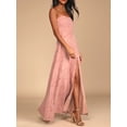 thumbnail image 5 of Yunliwuli Women Strapless Dress Summer Floral Jacquard Cutout High Split A-Line Party Dress for Cocktail Beach Streetwear, 5 of 8