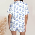 thumbnail image 2 of Womens Pajama Set Casual Easter Short Sleeve Button Shirt Shorts Fall Outfits Clothes,Sky Blue,L, 2 of 5