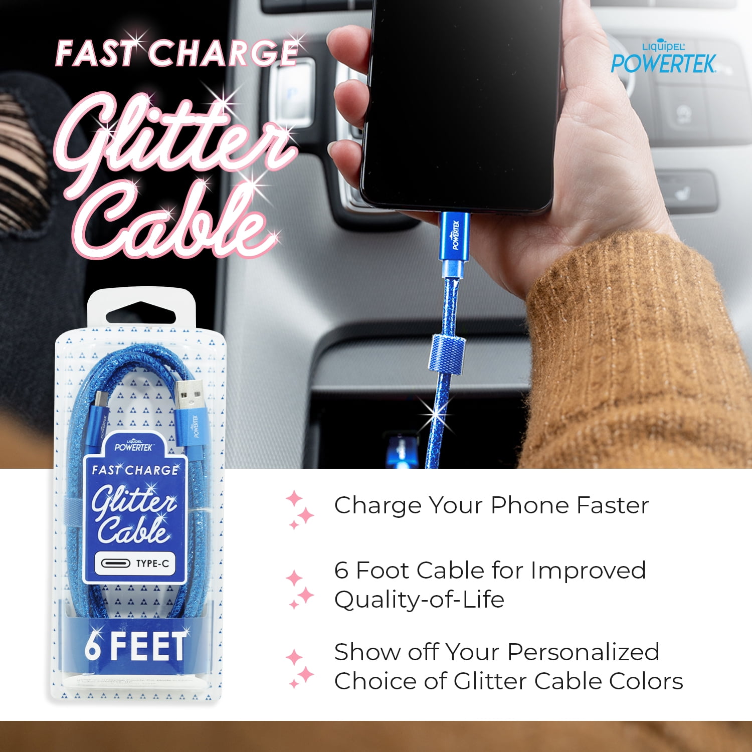 Liquipel Powertek Glitter Type C Cable