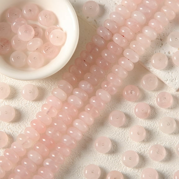 ERDOUY 20 pieces natural stone abacus bead spacer, pink natural stone loose bead DIY bracelet necklace jewelry spacer