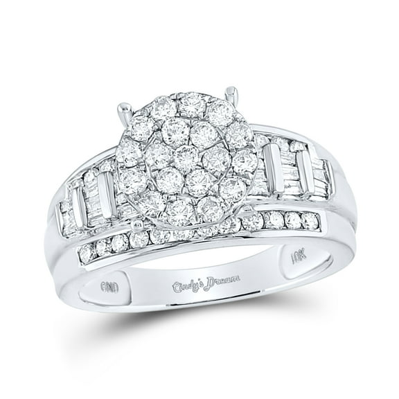 10kt White Gold Womens Round Diamond Cindys Dream Cluster Bridal Wedding Engagement Ring 1.00 Cttw - Size 6