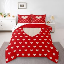 Manfei Love Heart Print Girl Bedding Comforter Set 2pcs,Happy Valentine's Day Twin Comforter Sets Microfiber,Romantic Lover Couple Breathable Bedding Set,Microfiber Bedroom Decor,Reversible