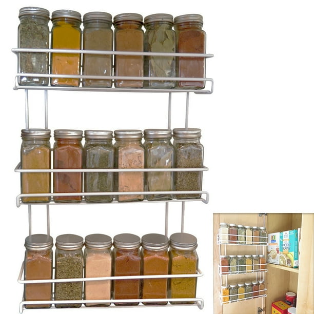 Evelots Spice Storage Rack 11 X 2 5 17 Inches 3 Tier Door Wall Mounted Kitchen Cabinet Organizer Rust Free Protective Coating Compact Design Space Saving Accessories Com Evelots Spice Storage Rack 11 X 2 5, Cabinet Spice Storage Racks