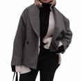 thumbnail image 3 of Women'S Trench Coat Long Sleeve Double Breasted Lapel Casual Jackets Winter Outerwear Gray XL, 3 of 9