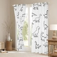 thumbnail image 3 of Feelyou Line Doodle Dinosaur Curtains Pack of 2 (42x84 Each) for Kids Boys Girls, Simple Cartoon Prehistoric Curtains Blackout, Black White, 3 of 6