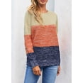 thumbnail image 2 of Asyoly Womens Color Block Sweater Long Sleeve Crewneck Ribbed Knit Pullover Round Neck Jumpers Loose Casual Tops, 2 of 7