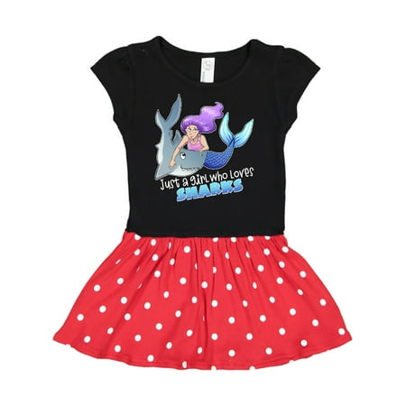 

Inktastic Just a Girl Who Loves Sharks- Mermaid Gift Toddler Girl Dress