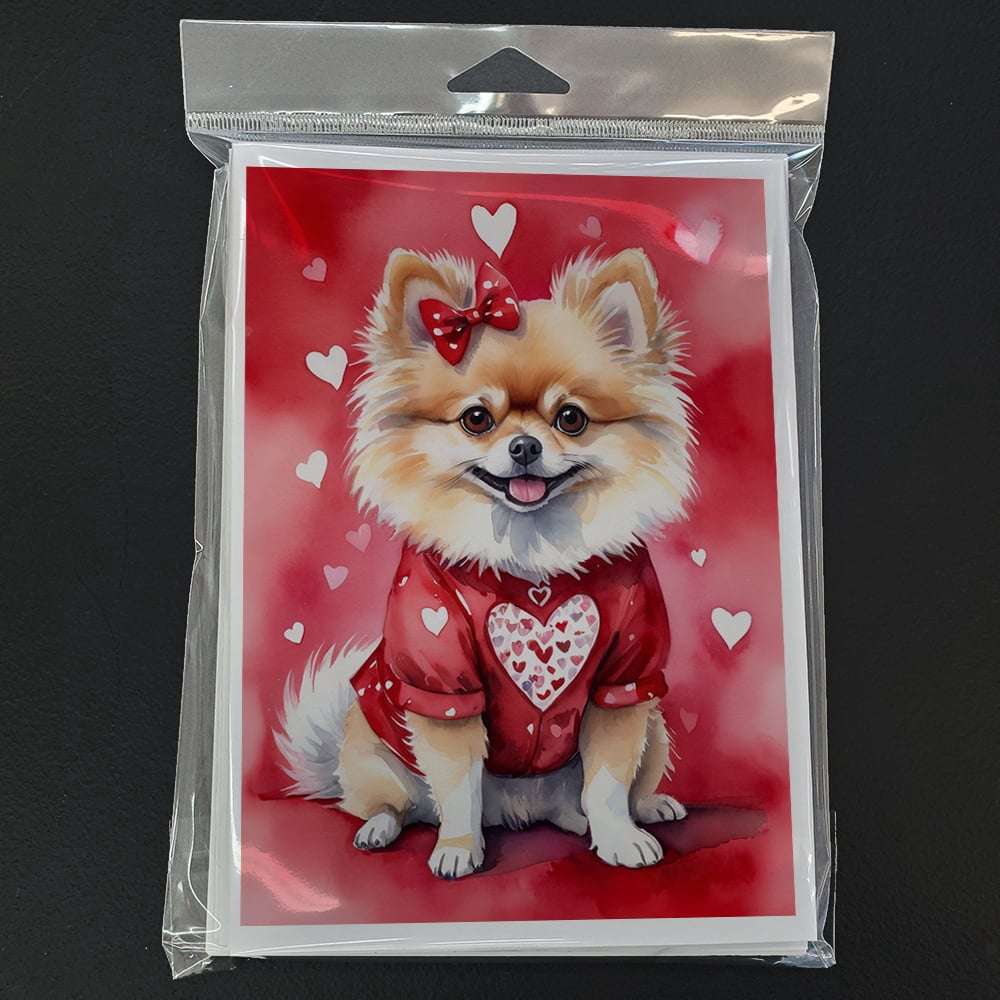 Pomeranian My Valentine Greeting Cards Pack of 8 7 in x 5 in
