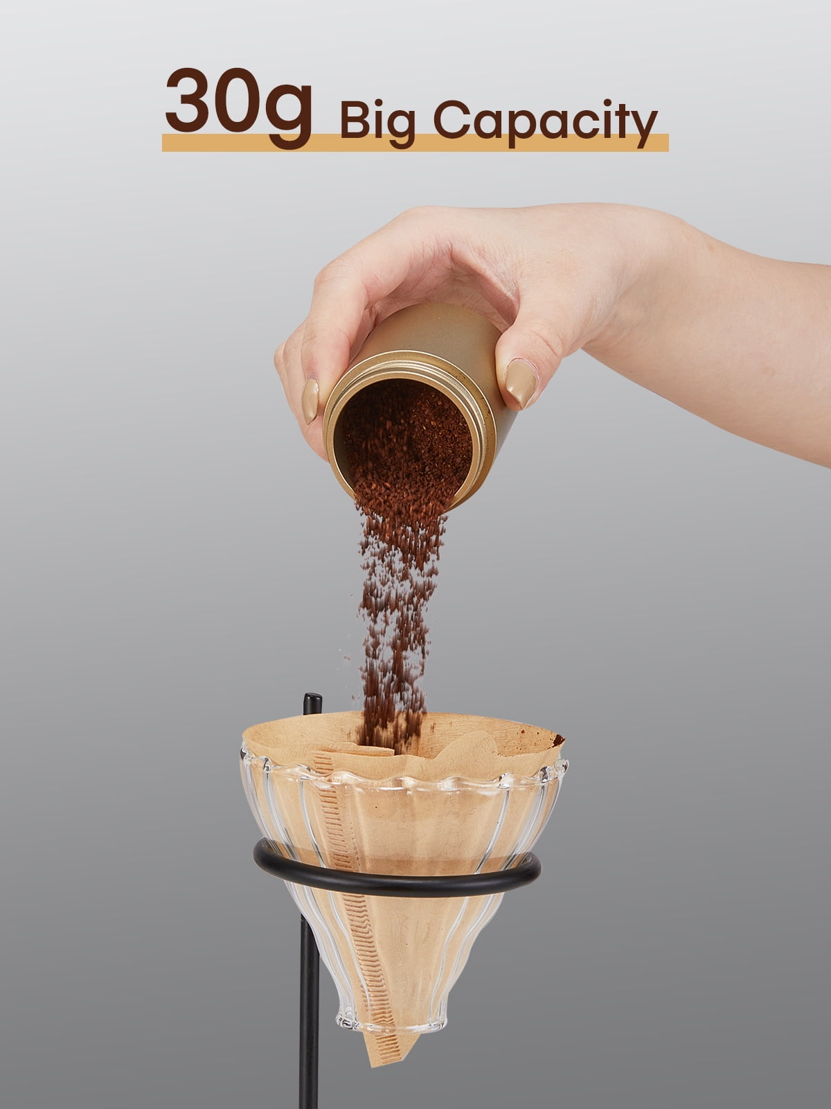 FOHERE Manual Coffee Grinder, 7-Angle Stainless Steel Conical Burrs, External Adjustment, For All Coffees