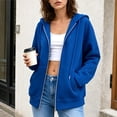 thumbnail image 2 of Edvintorg Women's Fashion Hoodies & Sweatshirts Long Sleeve Loose Casual Zip up Sweatshirt with Pocket Women's Clothing Blue L, 2 of 7