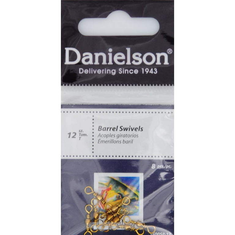 Danielson Barrel Swivel Fishing Terminal Tackle, Brass, Size 12, 8-pack