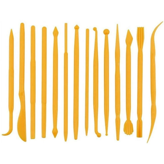 14pcs Set Plastic Crafts Clay Modeling Tool Pottery Carving Tools for Shaping and Sculpting for Ceramics Clay Pottery (14 pcs Plastic -Yellow)