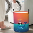 thumbnail image 4 of Goofa Lighthouse and Whale Printed Circular Hamper,Laundry Basket with Handles,Storage Baskets Foldable,Large Capacity Laundry Hamper-Small, 4 of 8