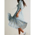 thumbnail image 2 of ZAXARRA Robe Florale Femme Ligne A Volants Col Carré Manches 3/4 Robe Longue de Soirée pour Plage Cocktail Boîte de Nuit Mode Urbaine, 2 of 7