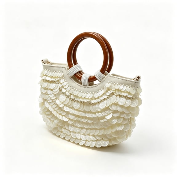 AOMRCOL Shell Beaded Clutch Purse for Women Luxury Handmade Top Handle Bag Beach Evening Handbag for Summer Vacation