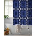 thumbnail image 2 of Split Shower Curtain for Transfer Bench, Navy Blue Boho Fabric Shower Curtains for Bathroom, Farmhouse Abstract Floral Aesthetic Tub Sliding Transfer Bench Waterproof Bath Curtains 72"x78", 2 of 9