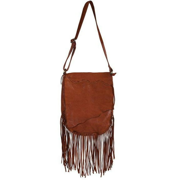 Scully Soft Leather Fringe Crossbody Bag, Cognac