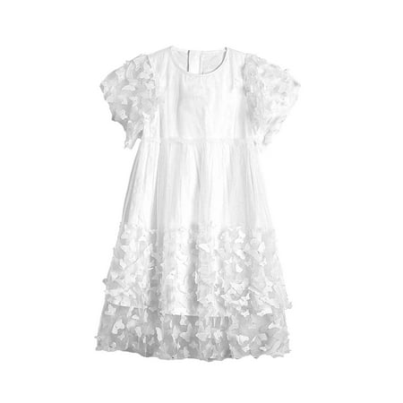 

Hwmodou Kids Dresses Girl Short Sleeveless Butterfly Dress Fairy Tulle Dress Dance Party Princess Dress School Weekend Sundress For Child 9-10 Years