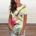 thumbnail image 2 of Mode Décontractée pour Femmes T-Shirt à Manches Courtes Col Rond Imprimé Papillon Numérique Blouse, 2 of 9