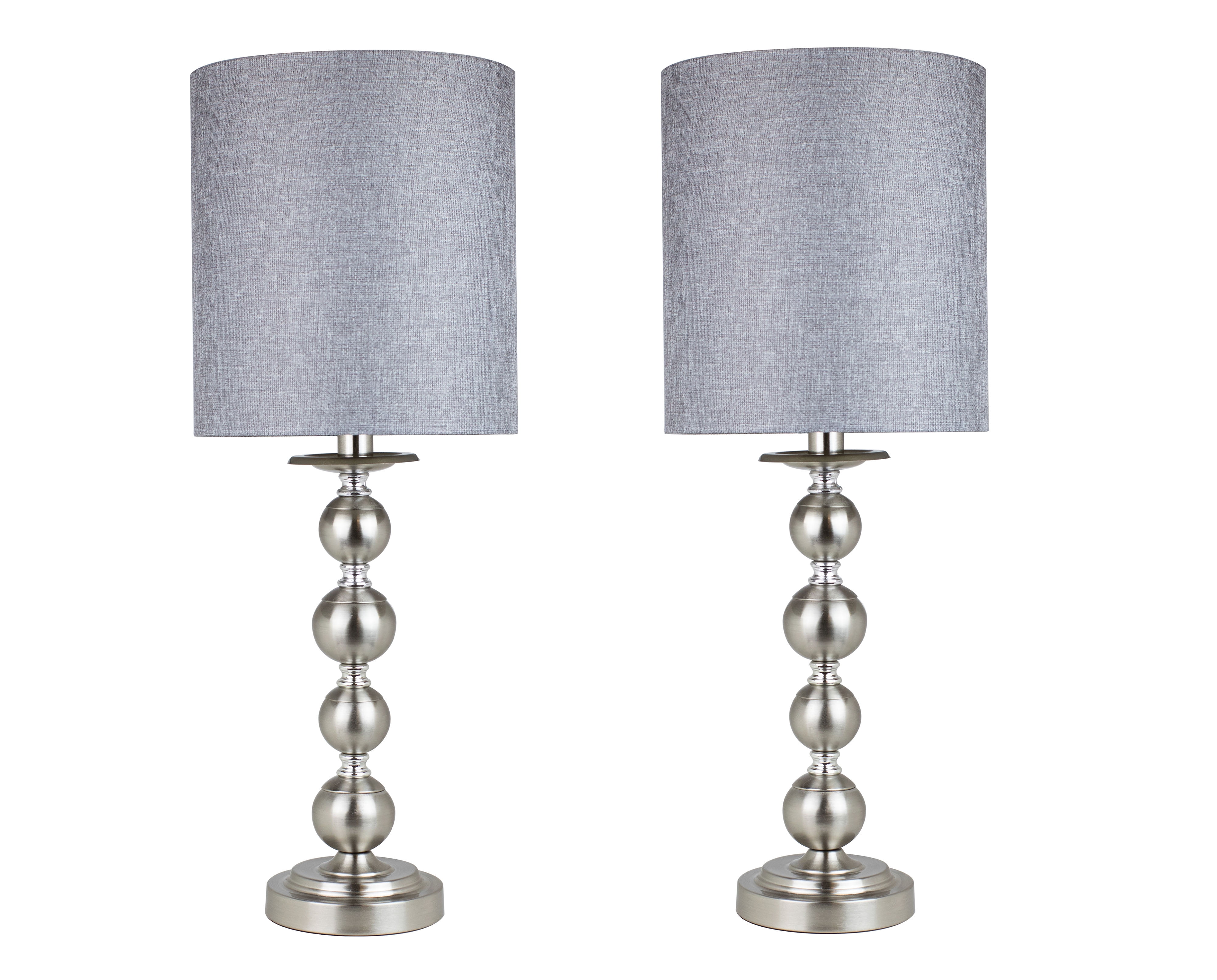 23.5" Brushed Nickel Table Lamp Set of 2 W/ Grey Drum Shades Walmart