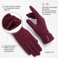thumbnail image 3 of BadPiggies Women's Winter Warm Gloves with Sensitive Touch Screen Texting Fingers Fleece Lined Windproof Driving Gloves (Wine Red), 3 of 7