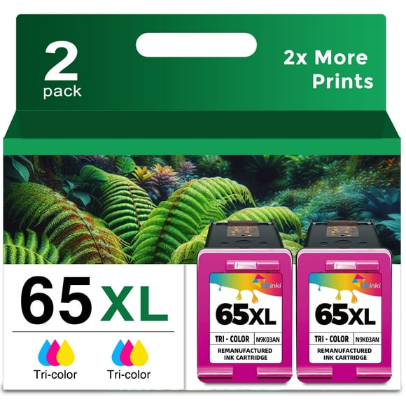 Ubinki 65XL Remanufactured Ink Cartridge Replacement for HP 65 XL 65XL HP65XL HP65 (Tri-Color, 2-Pack) Work with 5000 5055 3755 3700 3772 3722 2600 3752 2652 2655 2622 5