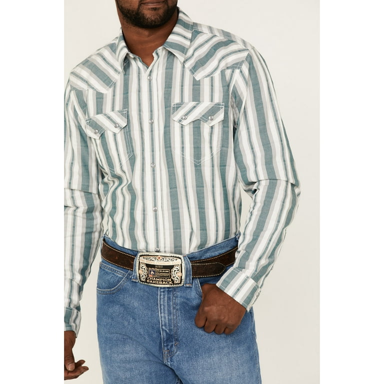 Cody James Men's Quarter Dobby Stripe Long Sleeve Pearl Snap Western Shirt  Cream XX-Large 