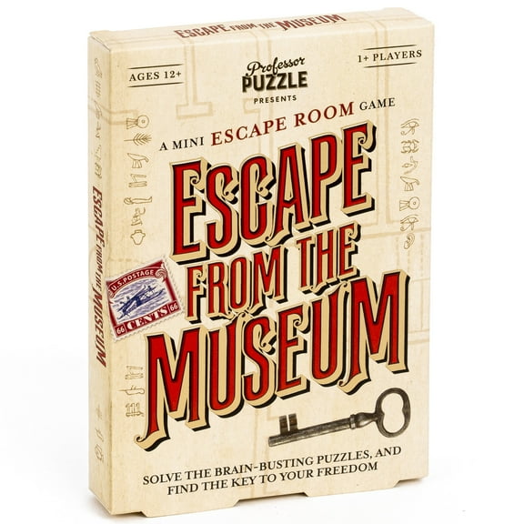 Professor Puzzle: Escape From The Museum - A Mini Escape Room Game, 12 Brain-Busting Puzzles To Solve, Collaborative Party Game, Ages 12 , 1  Players