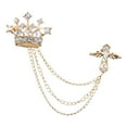 thumbnail image 2 of Men's Crown Brooch Hanging Chains Lapel Pin Jewelry For Shirts Tie Business Suit Aureate, 2 of 8