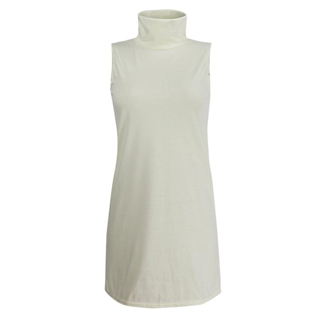 Verano Mujer Cuello De Tortuga Sin Mangas Sundress Llanura Mini Vestidos Túnica Tops Baoblaze Las mujeres se visten