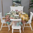 thumbnail image 2 of Round Waterproof Tablecloth 60×60 Inch, Boho Style Reusable Indoor/Outdoor Durable Table Cover for Party Kitchen Dinner Room Decor, 2 of 6